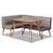 Baxton Studio Odessa Mid-Century Modern Grey Fabric and Walnut Brown Finished Wood 3-Piece Dining Nook Set 175-10843-10840-Zoro - alternate 1